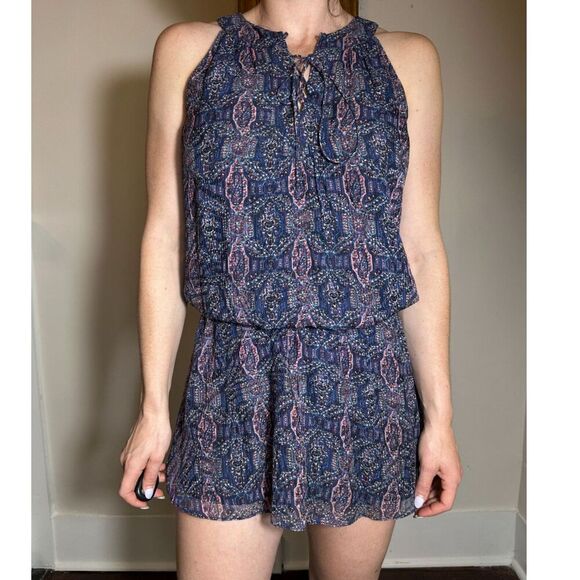 Joie Floral Scrunched Blue Dress Size Small - Picture 1 of 5